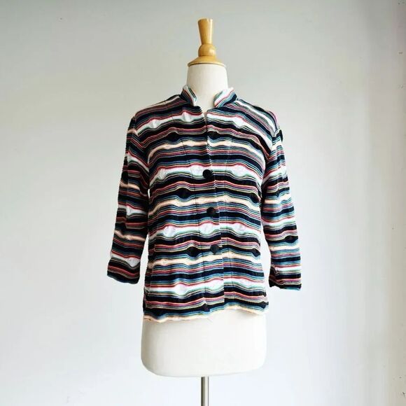 ANDRIA LIEU Funky Textured Knit Multicolor Cardigan  L - Picture 1 of 6